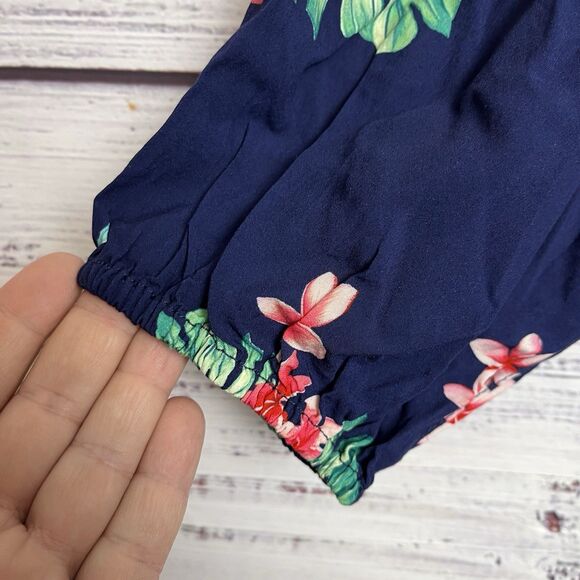 Tommy Bahama Flora Off Shoulder Dress Coverup XS Navy Belt Tropical Hawaiian NWT - Picture 12 of 16